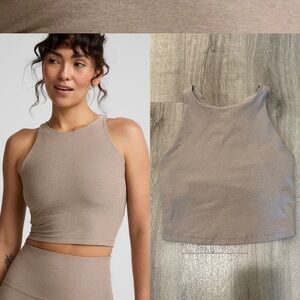 NEW Beyond Yoga (S) Spacedye Refocus Cropped Tank Birch Heather Racerback Bra